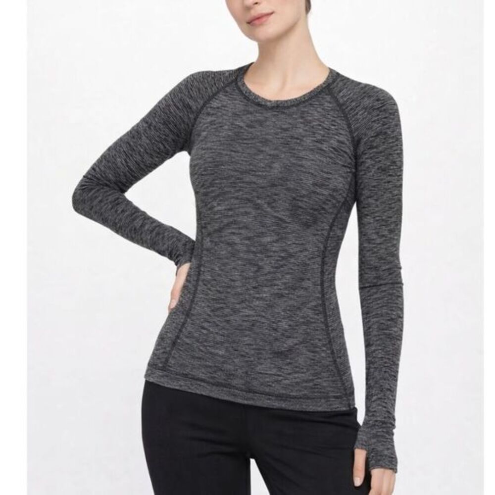 Lululemon Race Your Pace Long Sleeve Shirt In Wee Stripe Heathered Black Size 4
